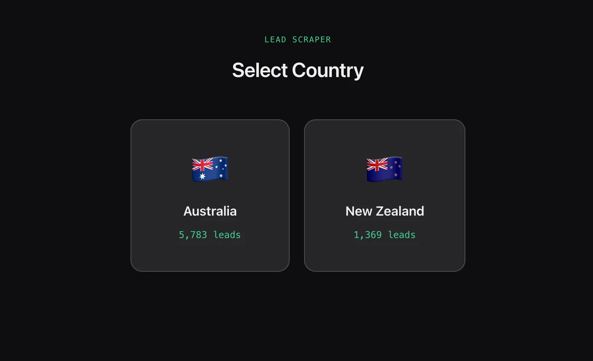 Lead Scraper dashboard screenshot