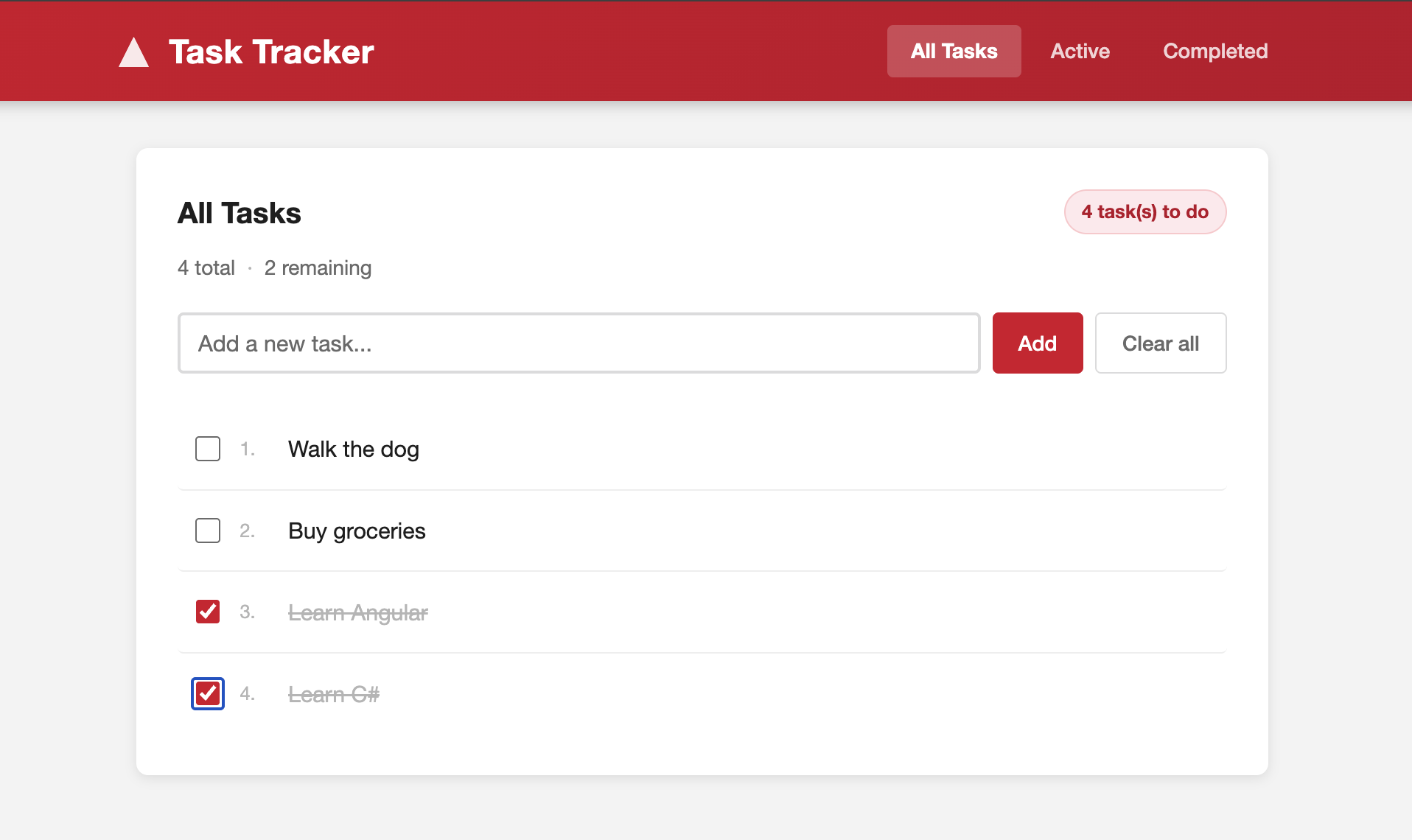 Task Tracker screenshot